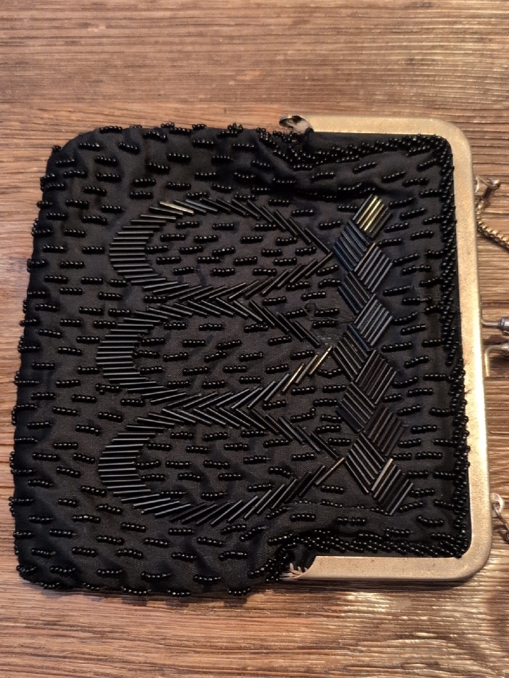Gorgeous Vintage Mid-Century Black Silk Beaded Evening Handbag - Picture 8 of 8